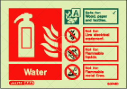 6374 WATER Fire Extinguisher sign Jalite Photoluminescent